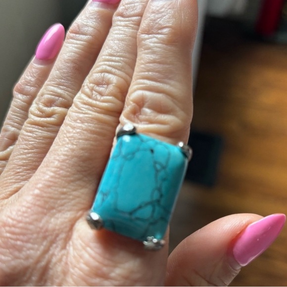 Turquoise Stone Adjustable Ring - Picture 2 of 5